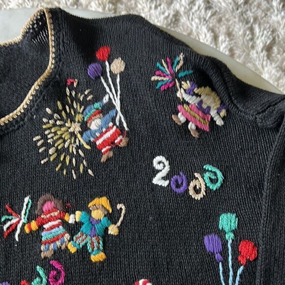 Heirloom Collectables Vintage World Party 2000 embroidered sweater cardigan XL - Picture 9 of 11